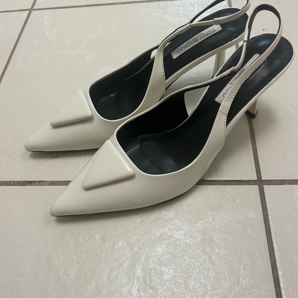 Tony Bianco White Slingback Kitten Heels - Picture 2 of 5